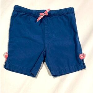 BABY BODEN 100% Cotton Shorts Infant 6-12mo Pull On Navy Pink Bows Drawstring